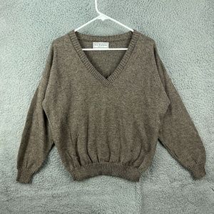Jeric Knitwear Sweater Medium Men Brown V-Neck Long Sleeve 100% Acrylic Pullover